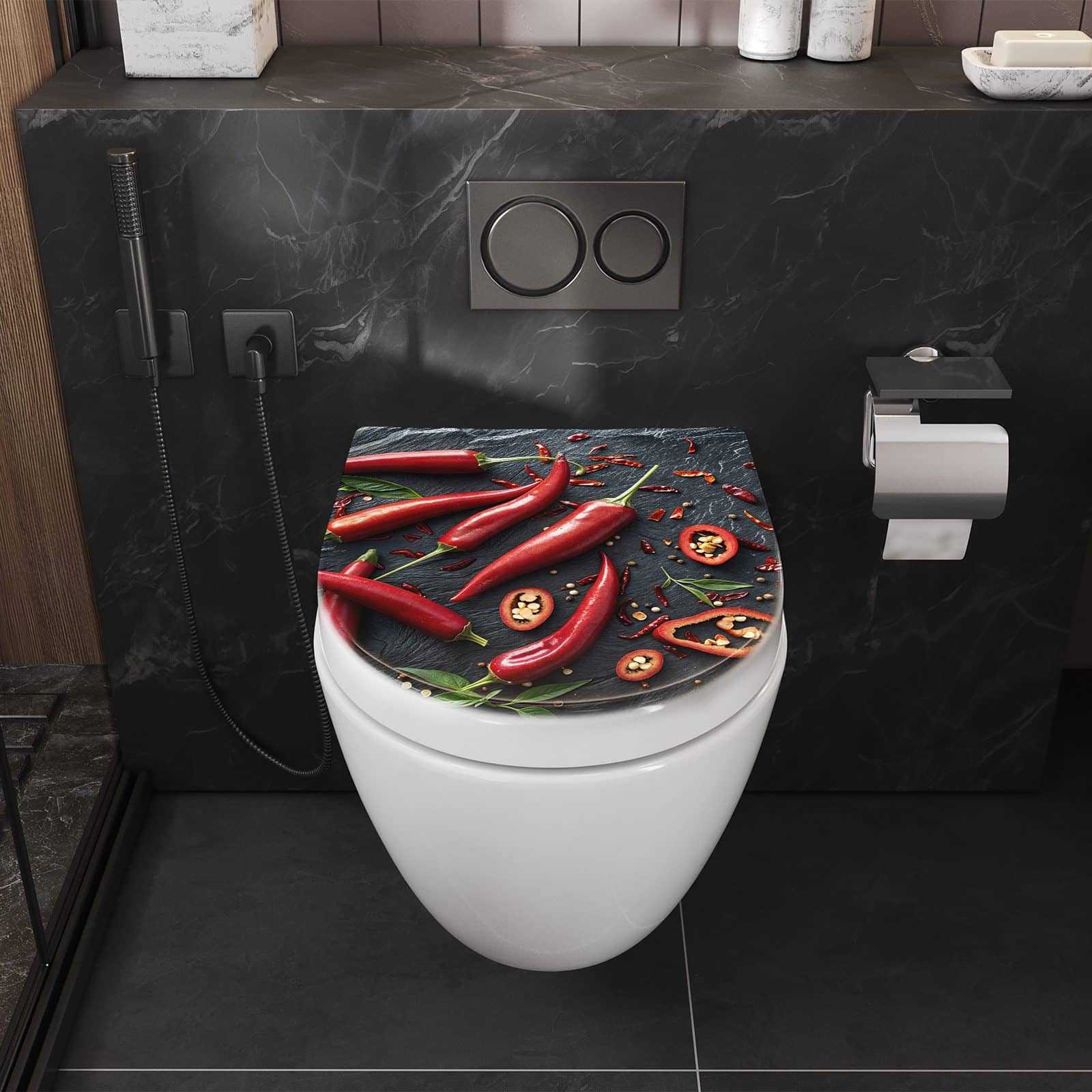 WC-Sitz mit Absenkautomatik Rote Chili Schoten