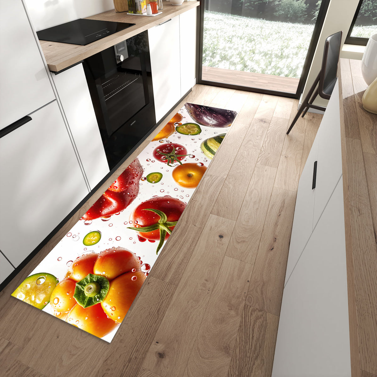 Küchenläufer - Paprika und Tomaten – Paprika, Tomaten und Gurken mit Tropfen