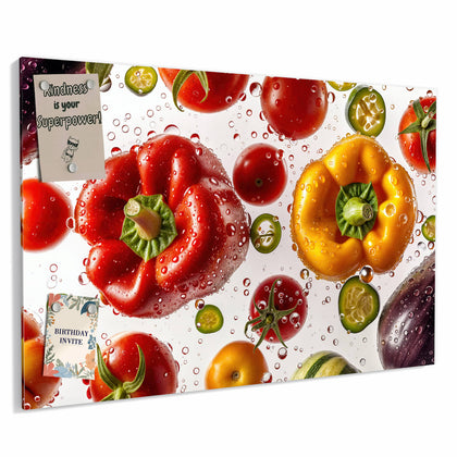 Metall Magnettafel mit dem Motiv Paprika und Tomaten