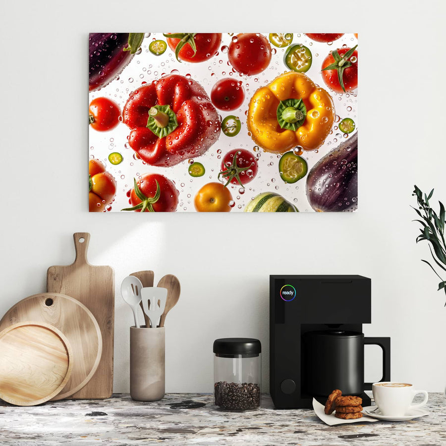 Maße Metall Magnettafel - Paprika und Tomaten