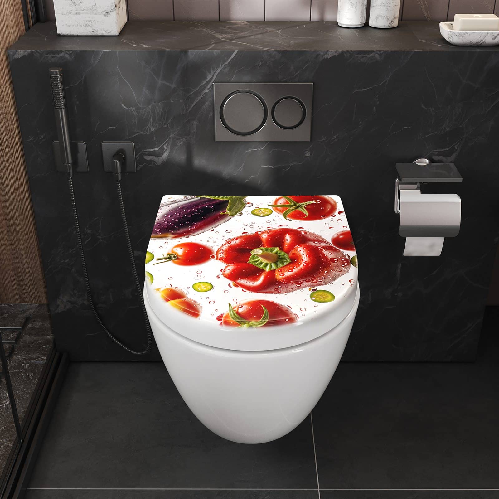 WC-Sitz mit Absenkautomatik Frisches Gemüsebunt