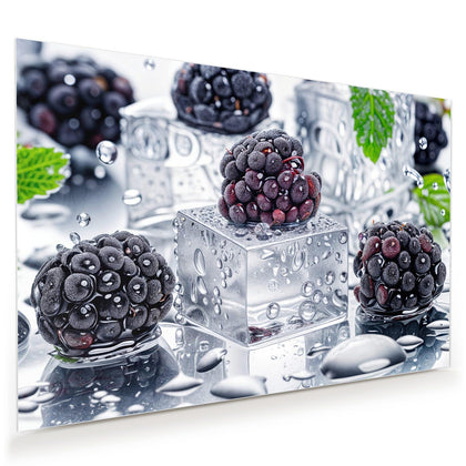 Wandbild mit dem Motiv Brombeeren auf Eis