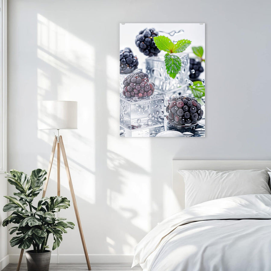 Maße Wandbild - Brombeeren auf Eis - Hochformat