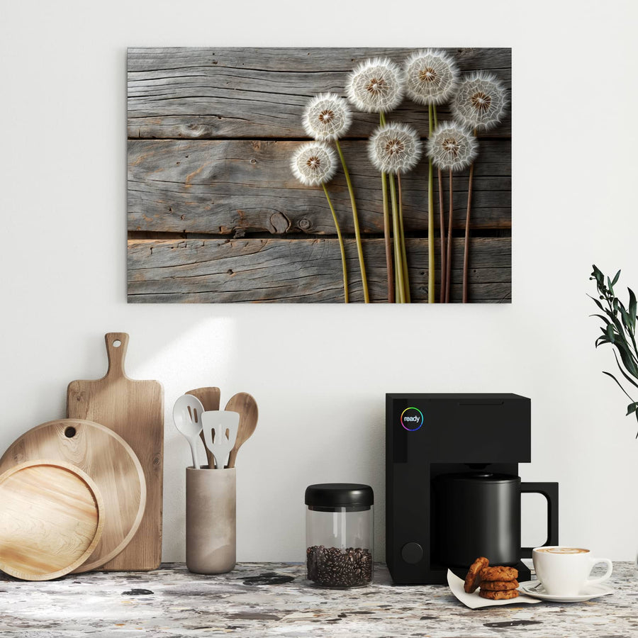 Maße Metall Magnettafel - Pusteblumen auf Holz
