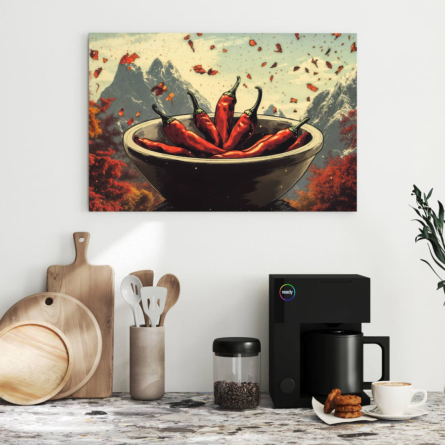 Maße Metall Magnettafel - Schale mit Chilis
