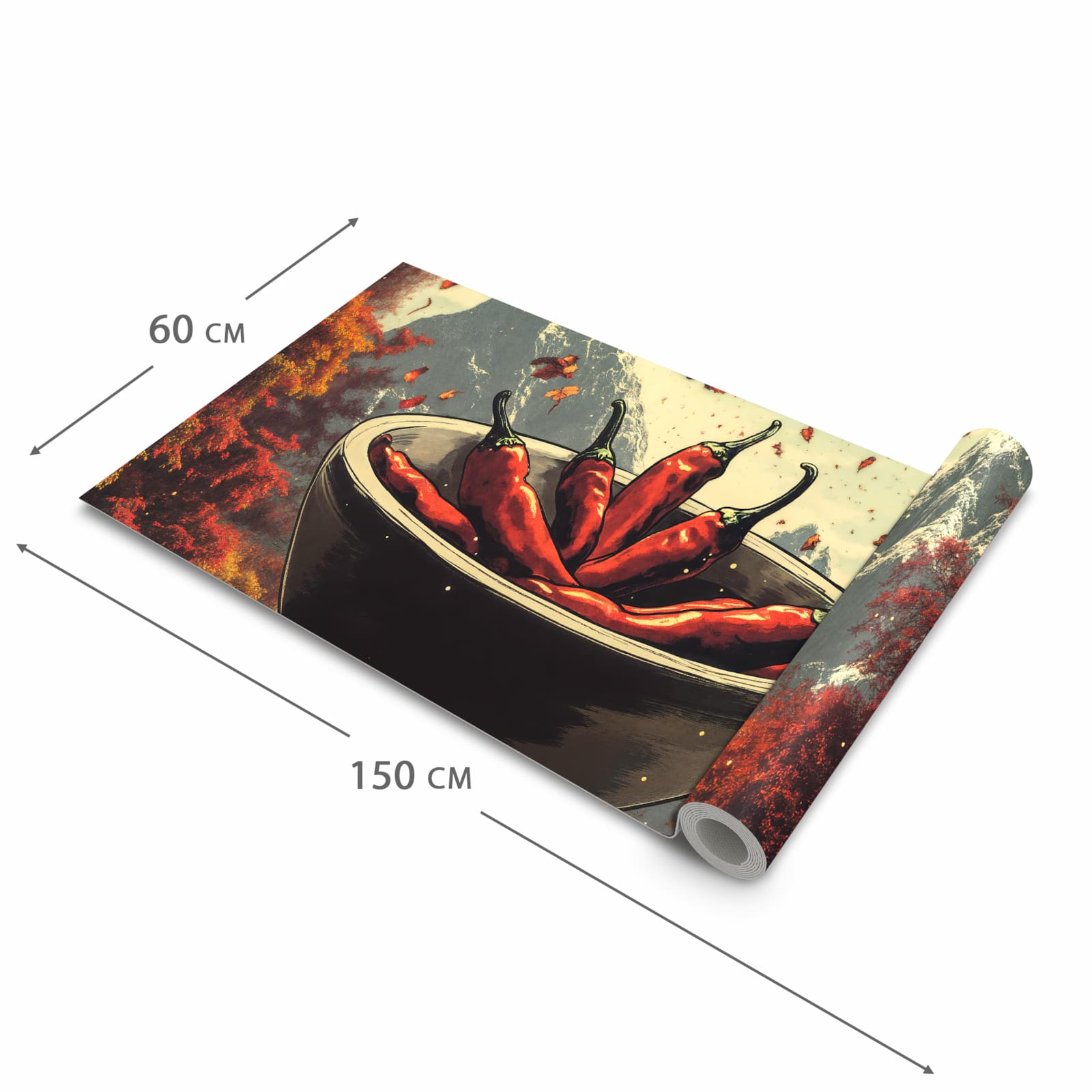 Komfortabler rutschfester Teppich mit Motiv Frische Chilischoten in der Grösse 80x300 cm