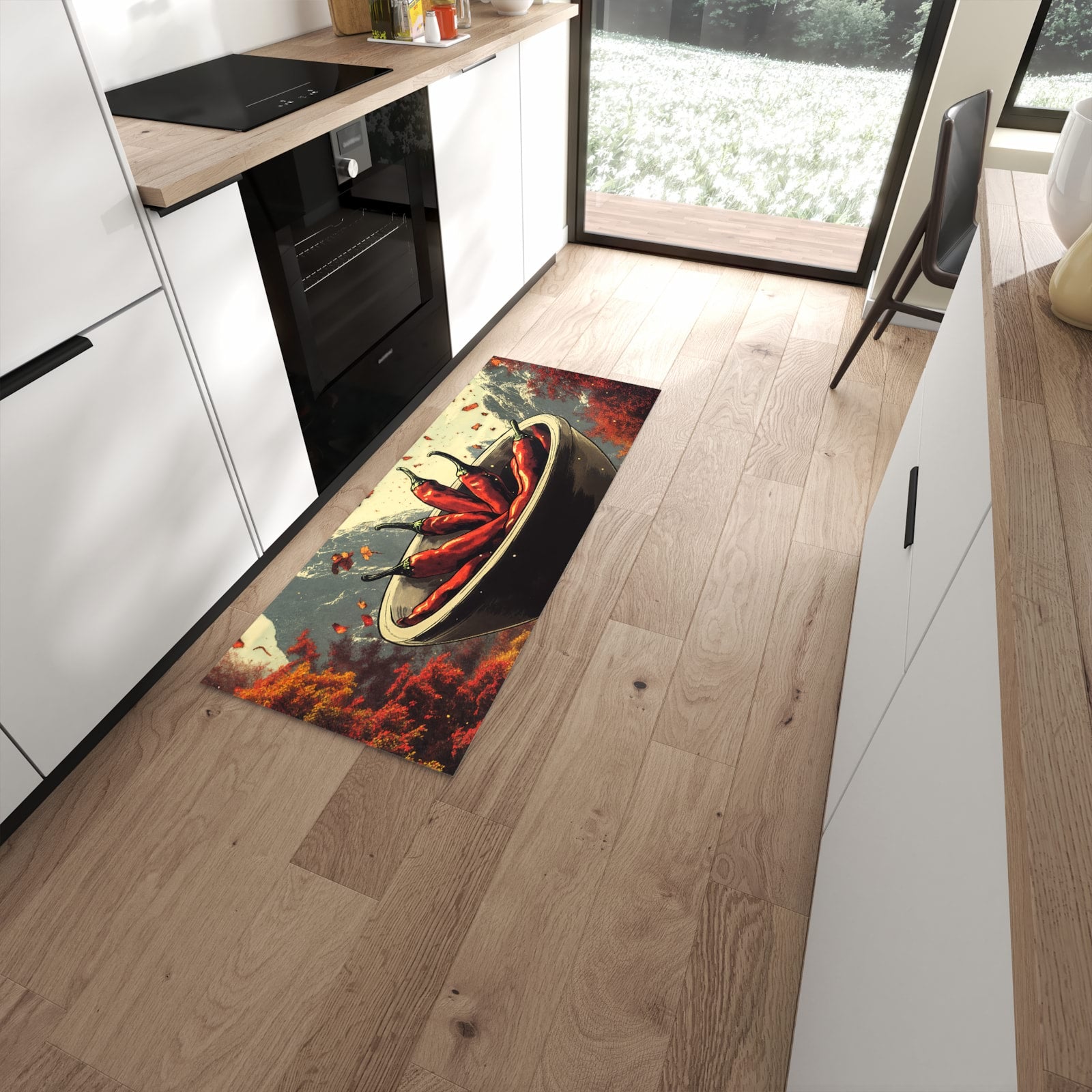 Waschbarer Küchenläufer mit Motiv Frische Chilischoten für Ordnung in moderner Küche #grösse_60 x 150 cm