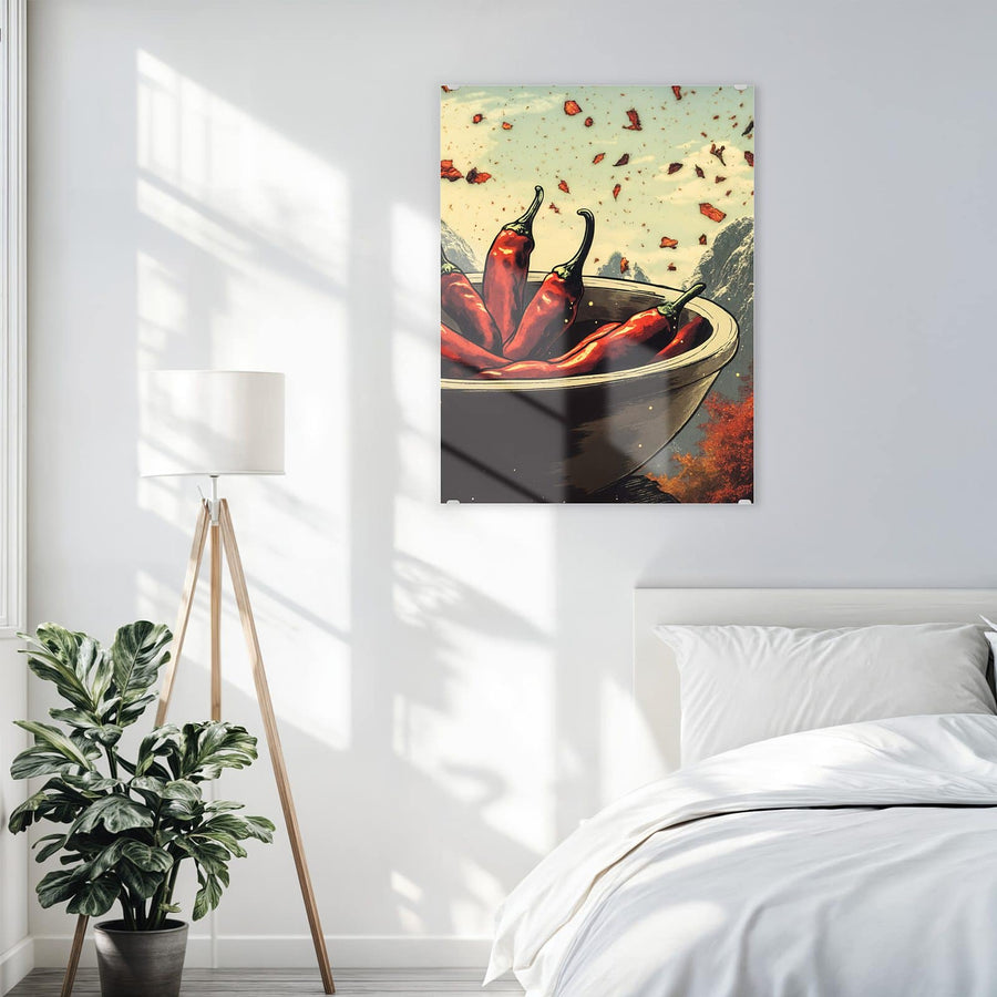 Maße Wandbild - Schale mit Chilis - Hochformat