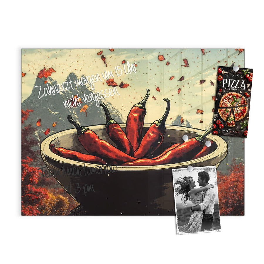 Maße Magnettafel - Schale mit Chilis