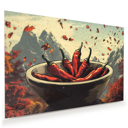 Wandbild mit dem Motiv Schale mit Chilis