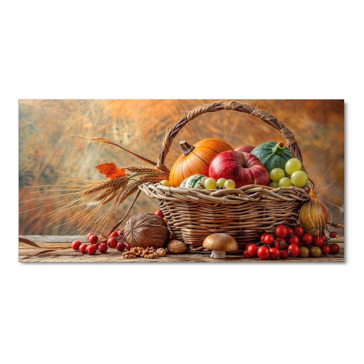 Waschbarer Küchenläufer mit Motiv Herbstlicher Korb in Frontansicht für angenehme Haptik