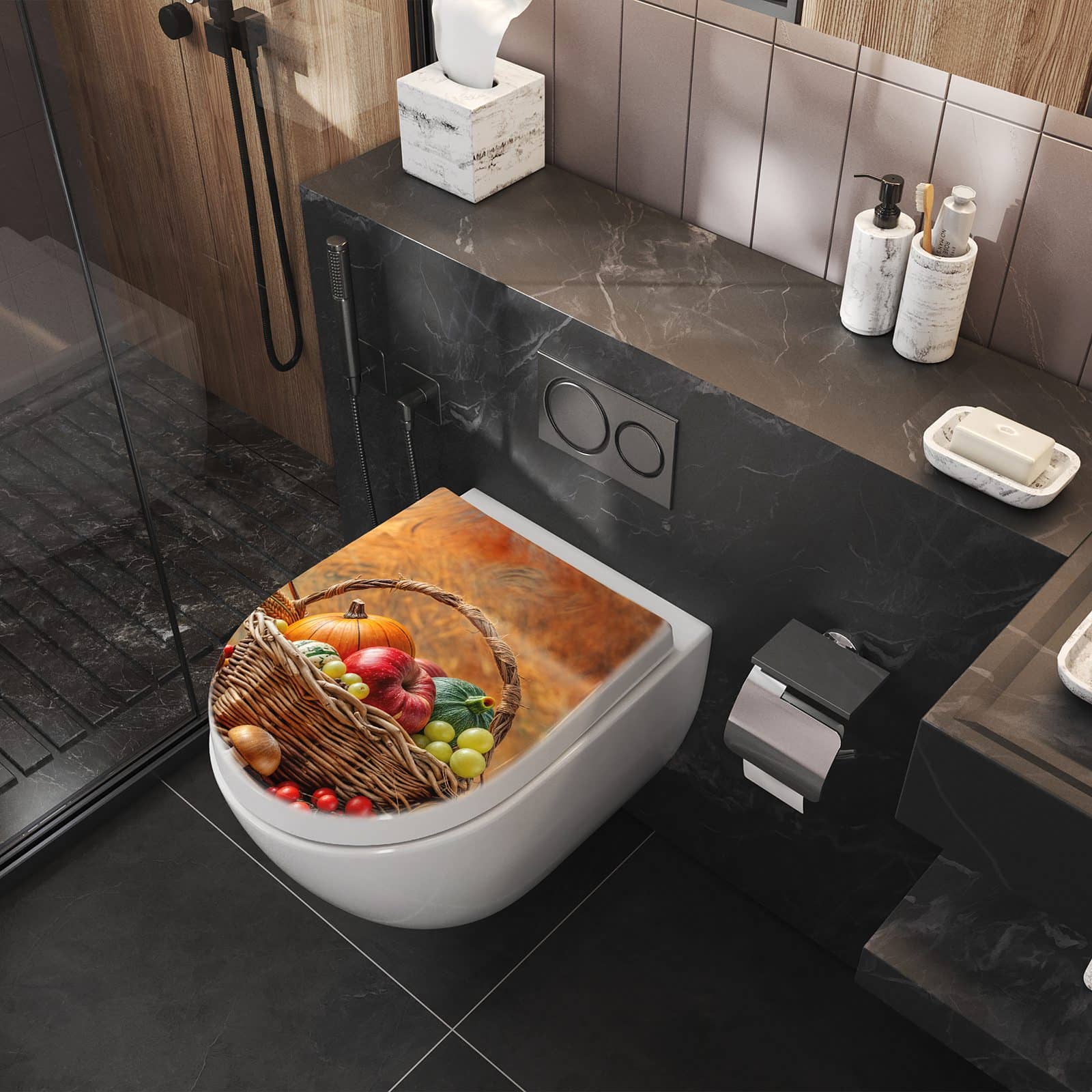 WC-Sitz mit Absenkautomatik Herbstlicher Korb