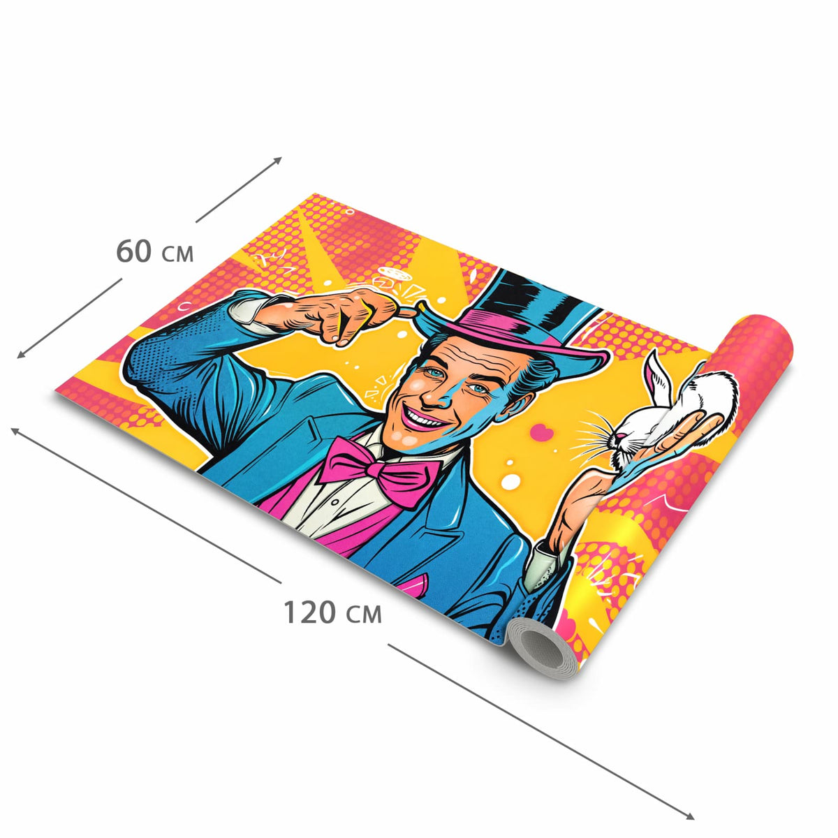 Waschbarer rutschfester Küchenläufer mit Motiv Zauberer Mit Hase in der Grösse 80x280 cm