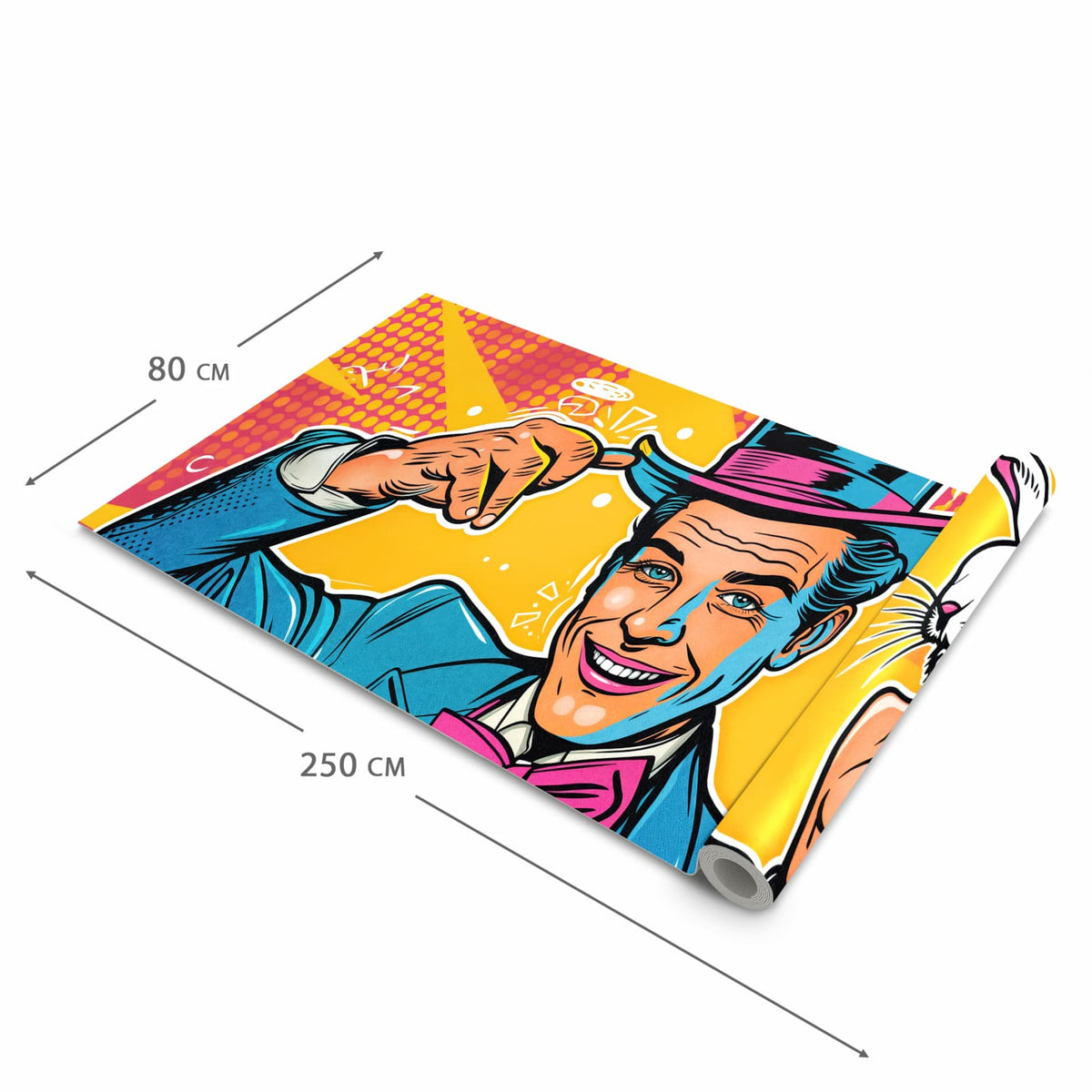 Feuchtigkeitsresistenter Teppich für die Küche mit Motiv Zauberer Mit Hase in der Grösse 80x280 cm