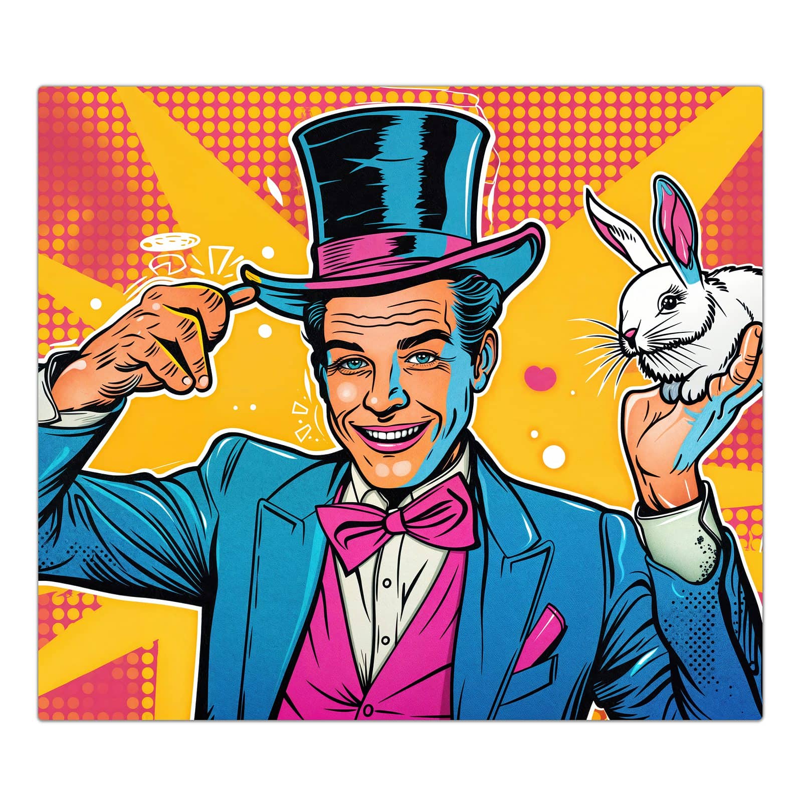 1-teilige Herdabdeckplatte für Ceranfeld mit Zauberer Mit Hase-Motiv in der Frontansicht #grösse_1-Teilig (60x52cm)