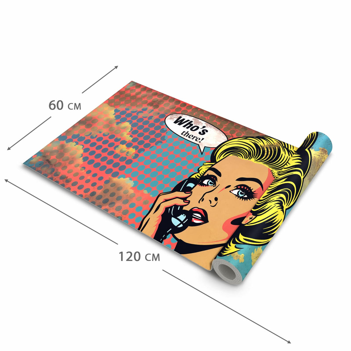Zeitsparender großer Küchenteppich mit Motiv Telefonierende Frau in der Größe 80x280 cm