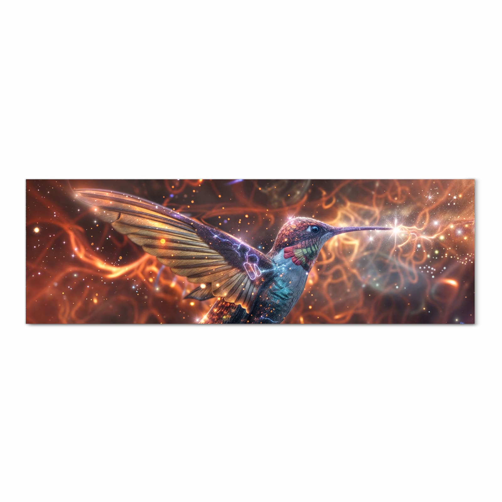 Strapazierfähiger Teppichläufer für die Küche mit Motiv Schimmernder Kolibri in Frontansicht