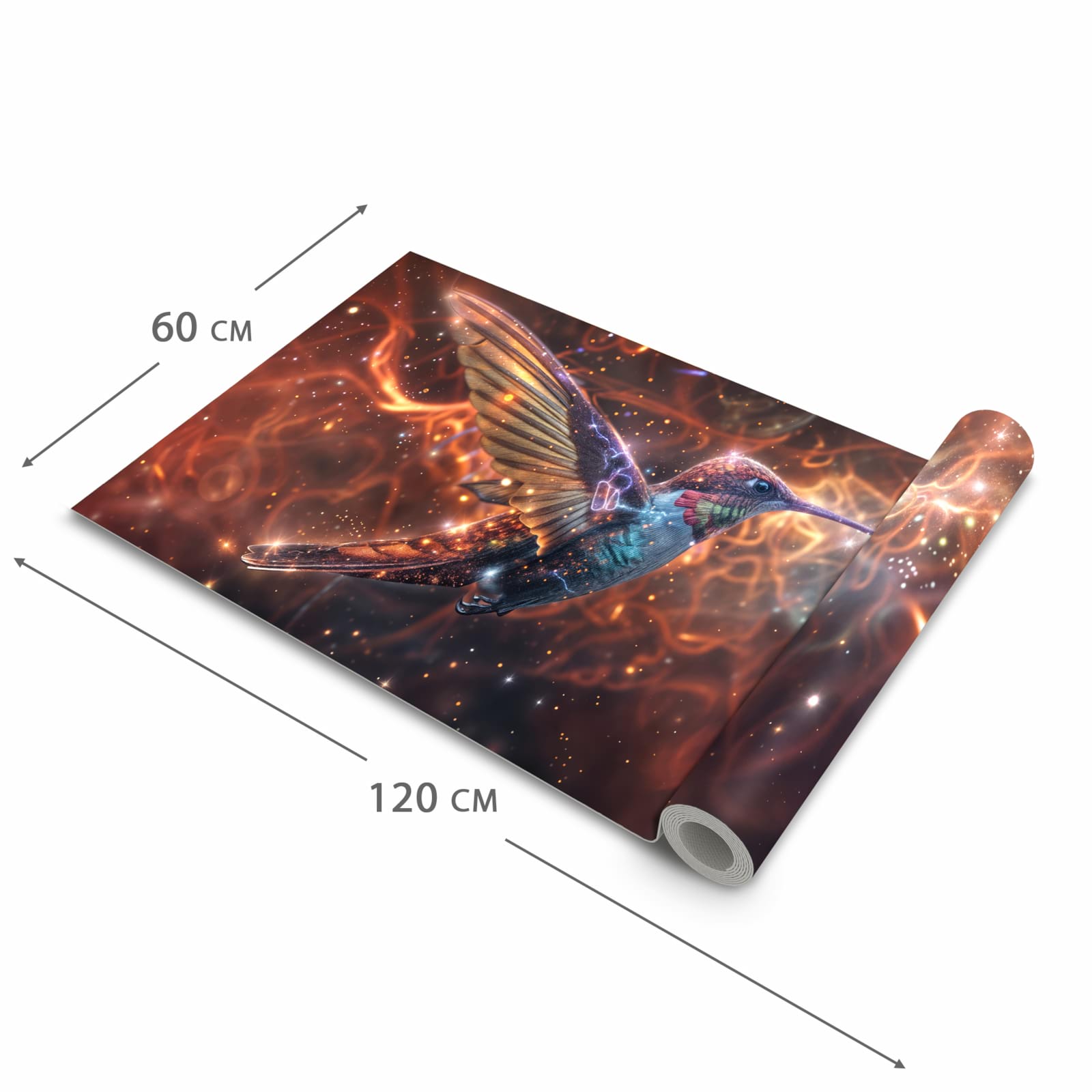 Waschbarer dünner Küchenteppich mit Motiv Schimmernder Kolibri in der Grösse 80x250 cm