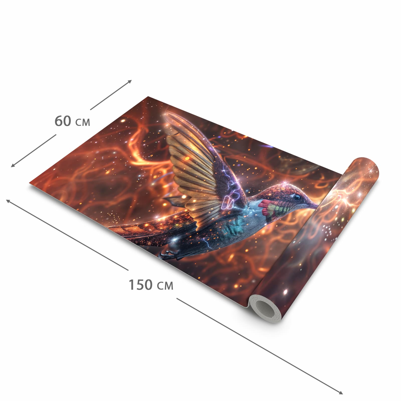 Hygienischer Teppich fürs Esszimmer mit Motiv Schimmernder Kolibri in der Grösse 80x250 cm