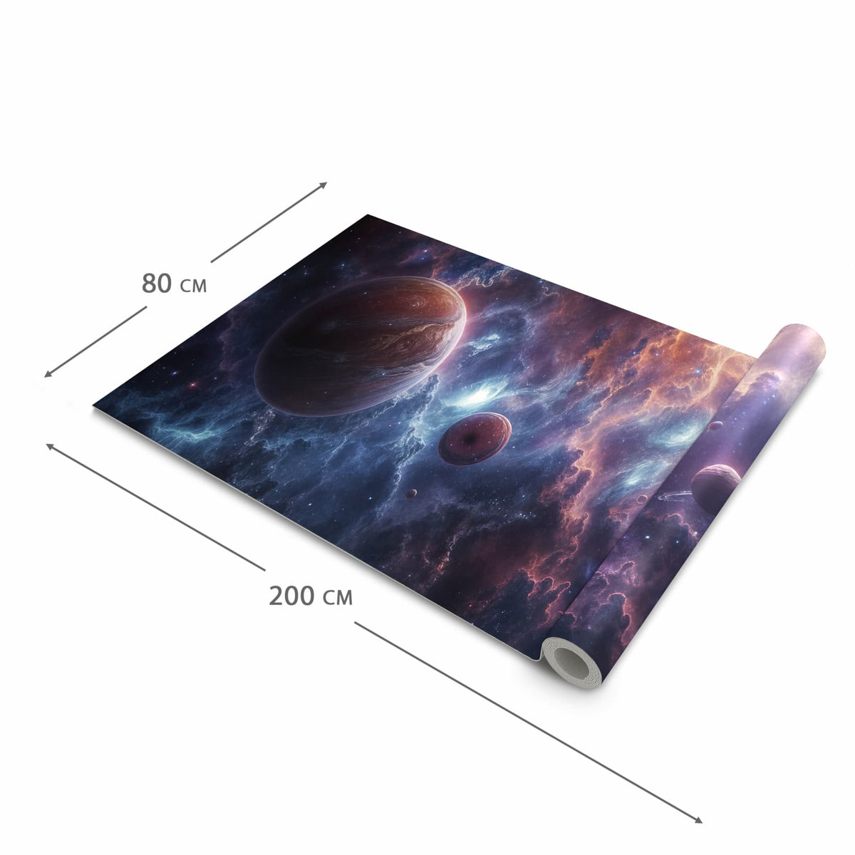 Langlebiger waschbarer Küchenläufer mit Motiv Galaktische Welten in der Größe 80x250 cm