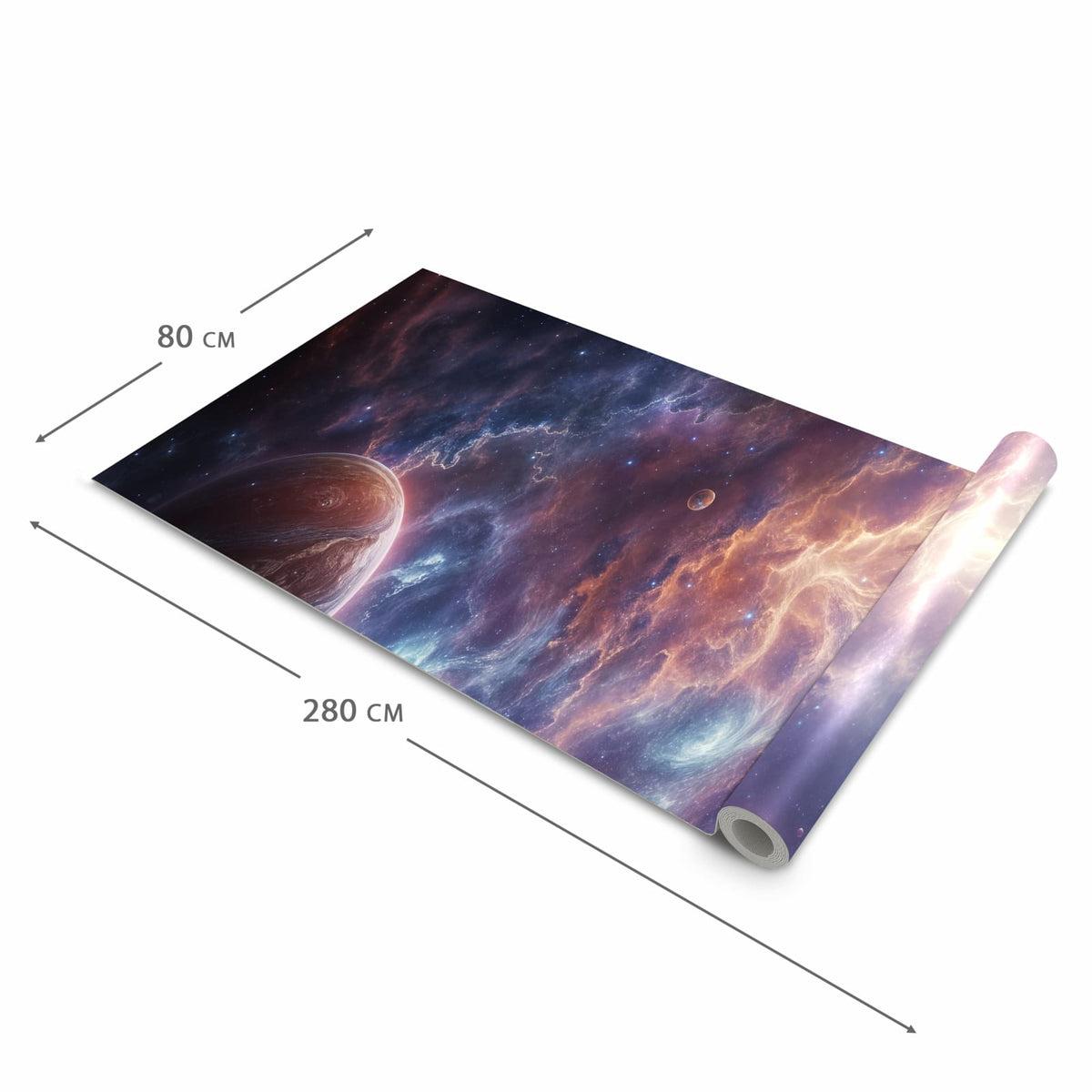 Pflegeleichter Läufer Eingangsbereich mit Motiv Galaktische Welten in der Größe 80x250 cm