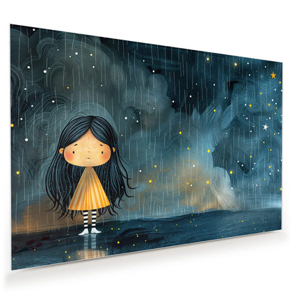 Wandbild mit dem Motiv Mädchen im Regen