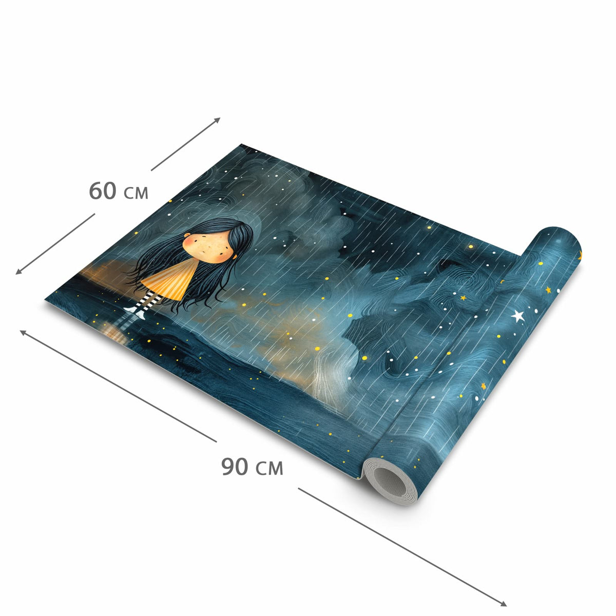 Küchenteppich mit Motiv Mädchen im Regen in der Grösse 80x250 cm für Ordnung & Übersicht
