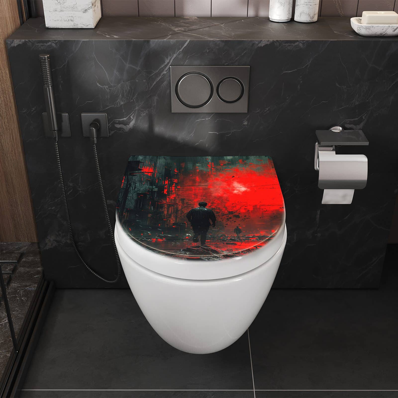 WC-Sitz mit Absenkautomatik Verlassene Strasse