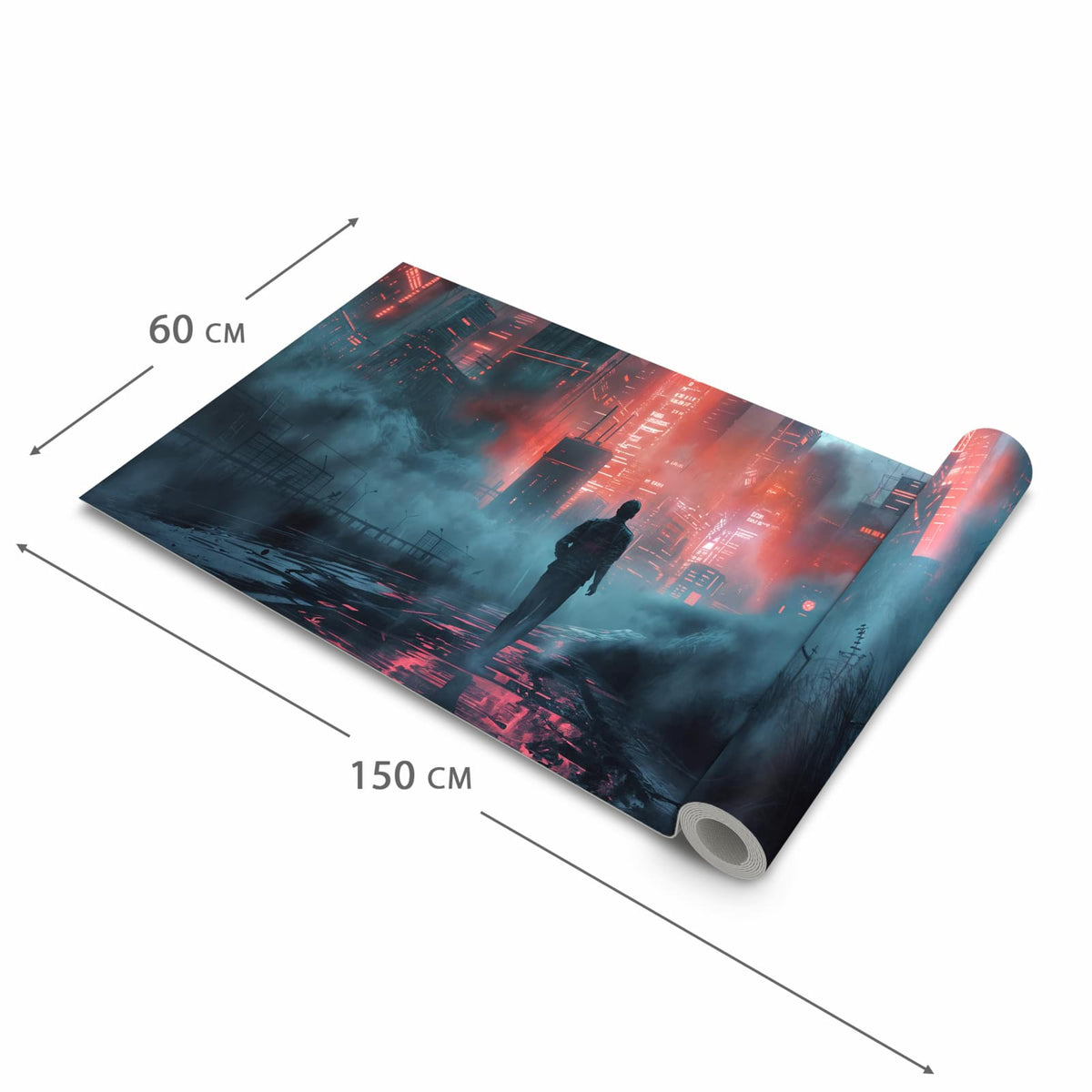 Rutschfester Küchenteppich mit Motiv Neonstadt in der Grösse 60x90 cm
