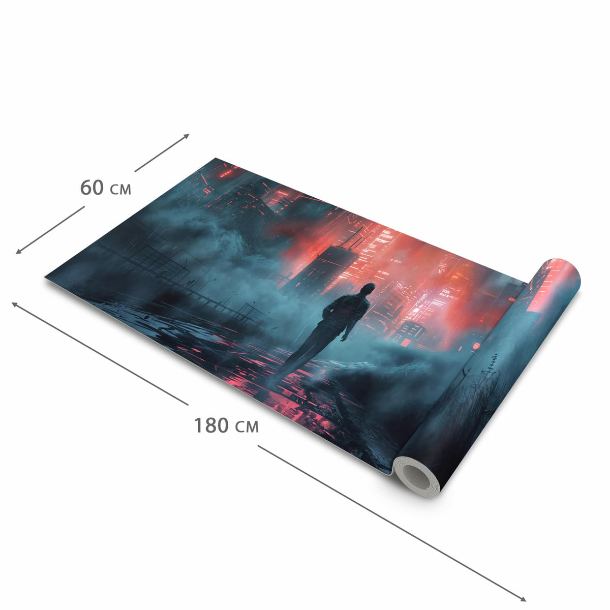 Feuchtigkeitsresistenter Bodenläufer mit Motiv Neonstadt in der Grösse 80x200 cm