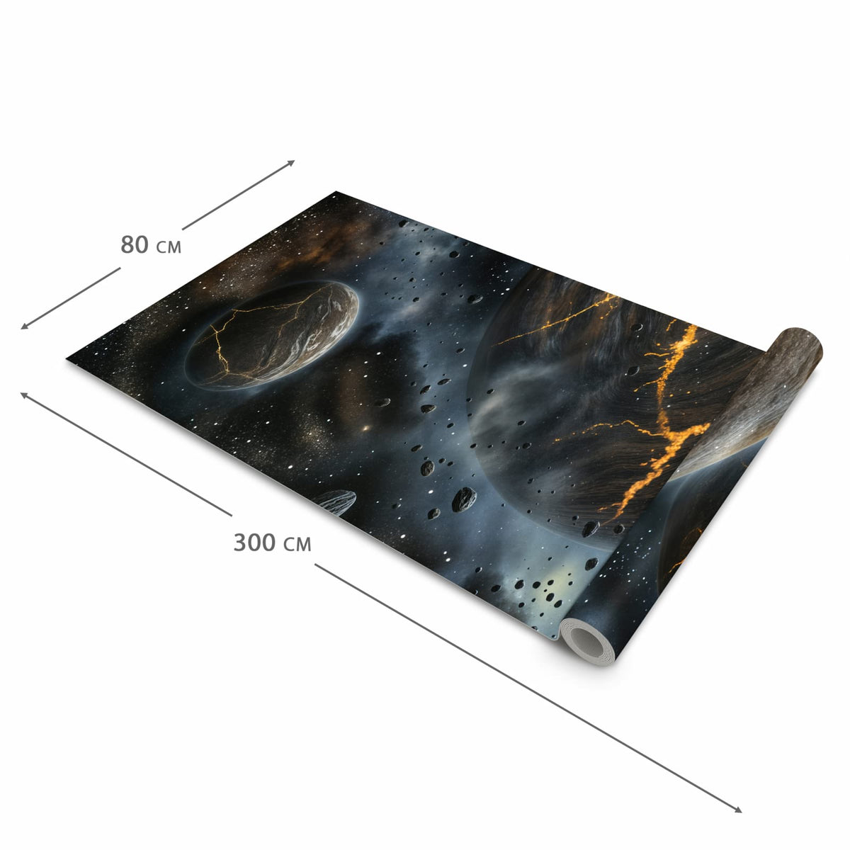 Hygienischer rutschfester Teppich mit Motiv Drei Welten in der Grösse 60x90 cm