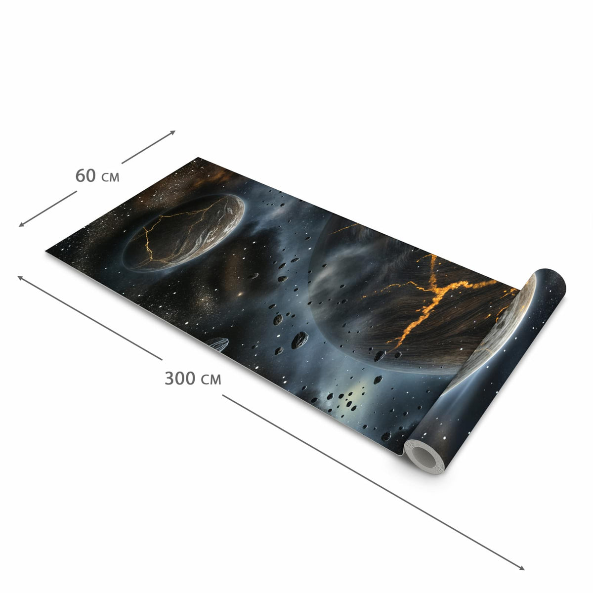 Pflegeleichter waschbarer Küchenläufer mit Motiv Drei Welten in der Größe 60x90 cm