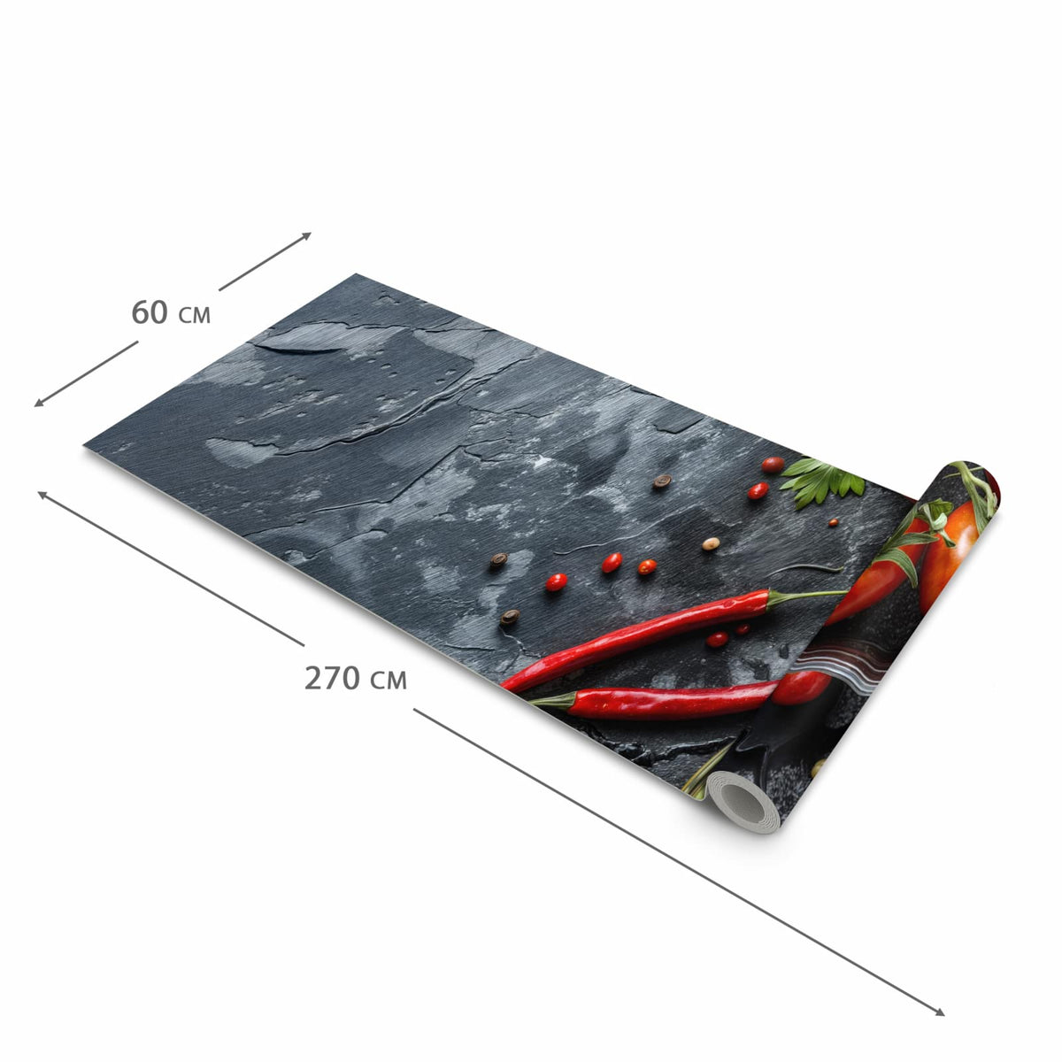 Farbbeständiger Teppich für die Küche mit Motiv Frisches Gemüse in der Grösse 60x90 cm