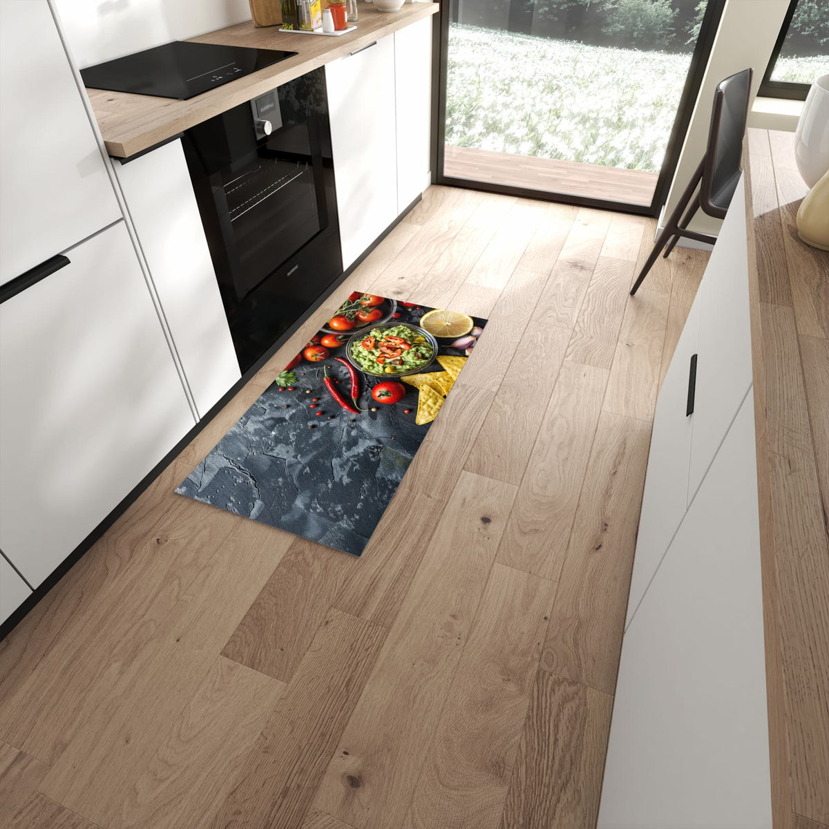 Komfortabler Küchenläufer nach Maß mit Motiv Frisches Gemüse in moderner Küche #grösse_60 x 120 cm