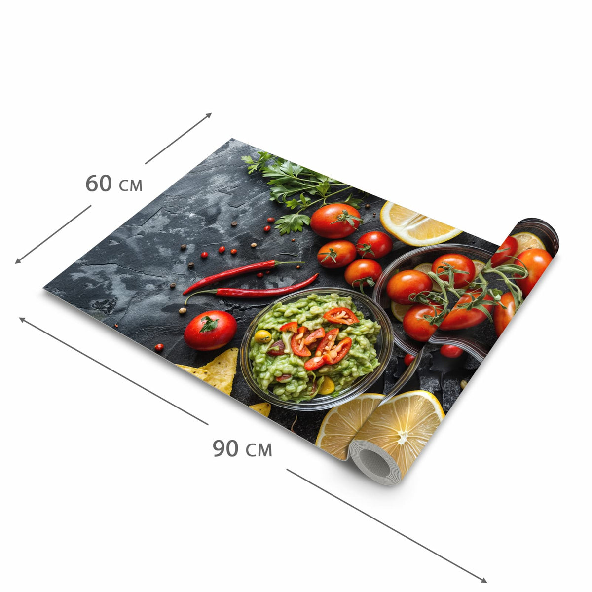 Küchenteppich mit Motiv Frisches Gemüse in der Grösse 60x90 cm für sichere Aufbewahrung