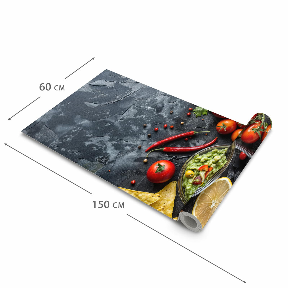 Bodenschonender Küchenteppich mit Motiv Frisches Gemüse in der Größe 60x90 cm