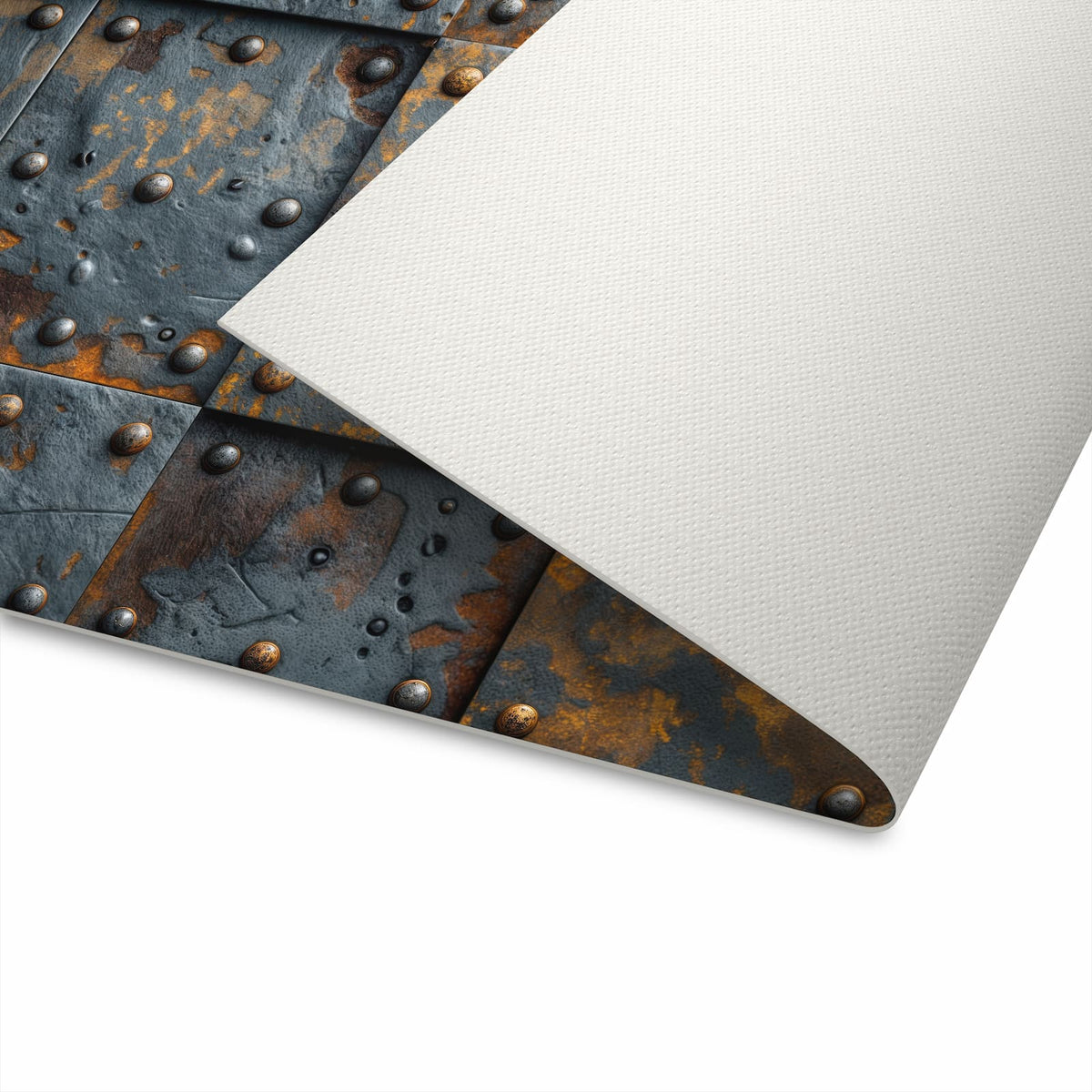 Flacher Küchenteppich mit Motiv Eisenplatten Vintage in der Unterseite