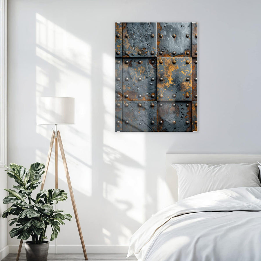Maße Wandbild - Rostige Eisenplatten - Hochformat