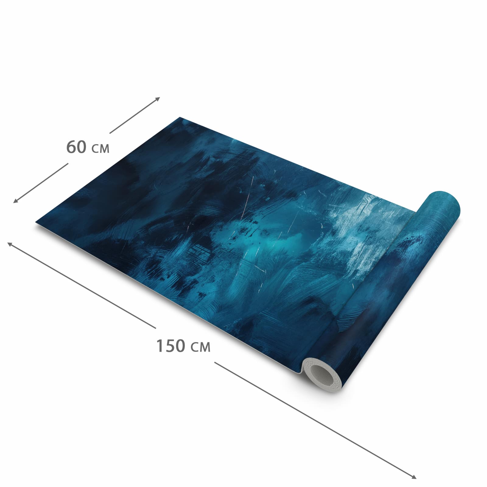 Bodenschonender Bodenläufer Teppich mit Motiv Abstrakte Blautöne in der Grösse 60x300 cm