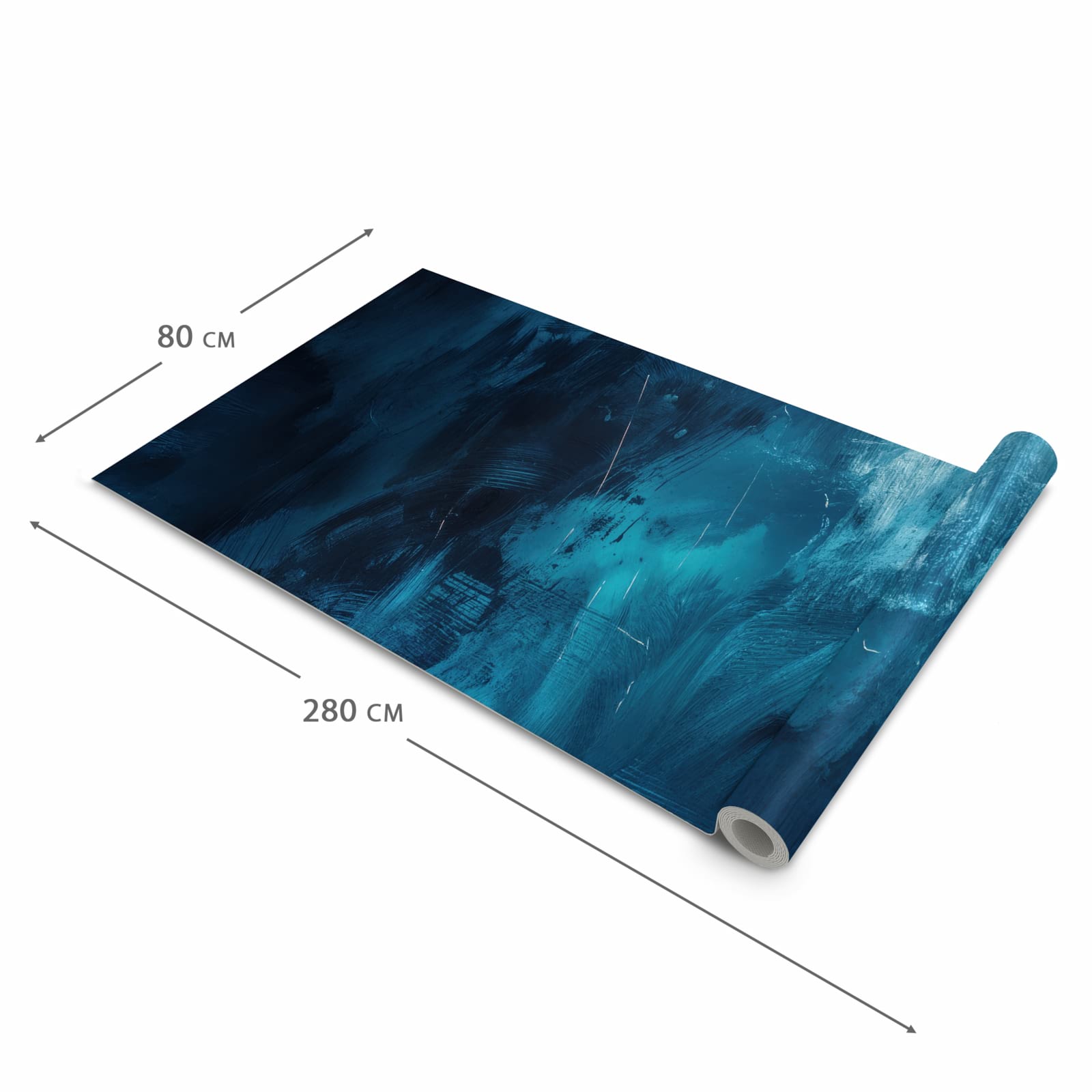 Großer Küchenteppich mit Motiv Abstrakte Blautöne in der Grösse 60x300 cm für Trittkomfort