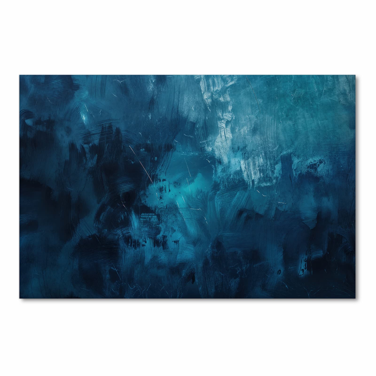 UV-beständiger Küchenteppich mit Motiv Abstrakte Blautöne in Frontansicht