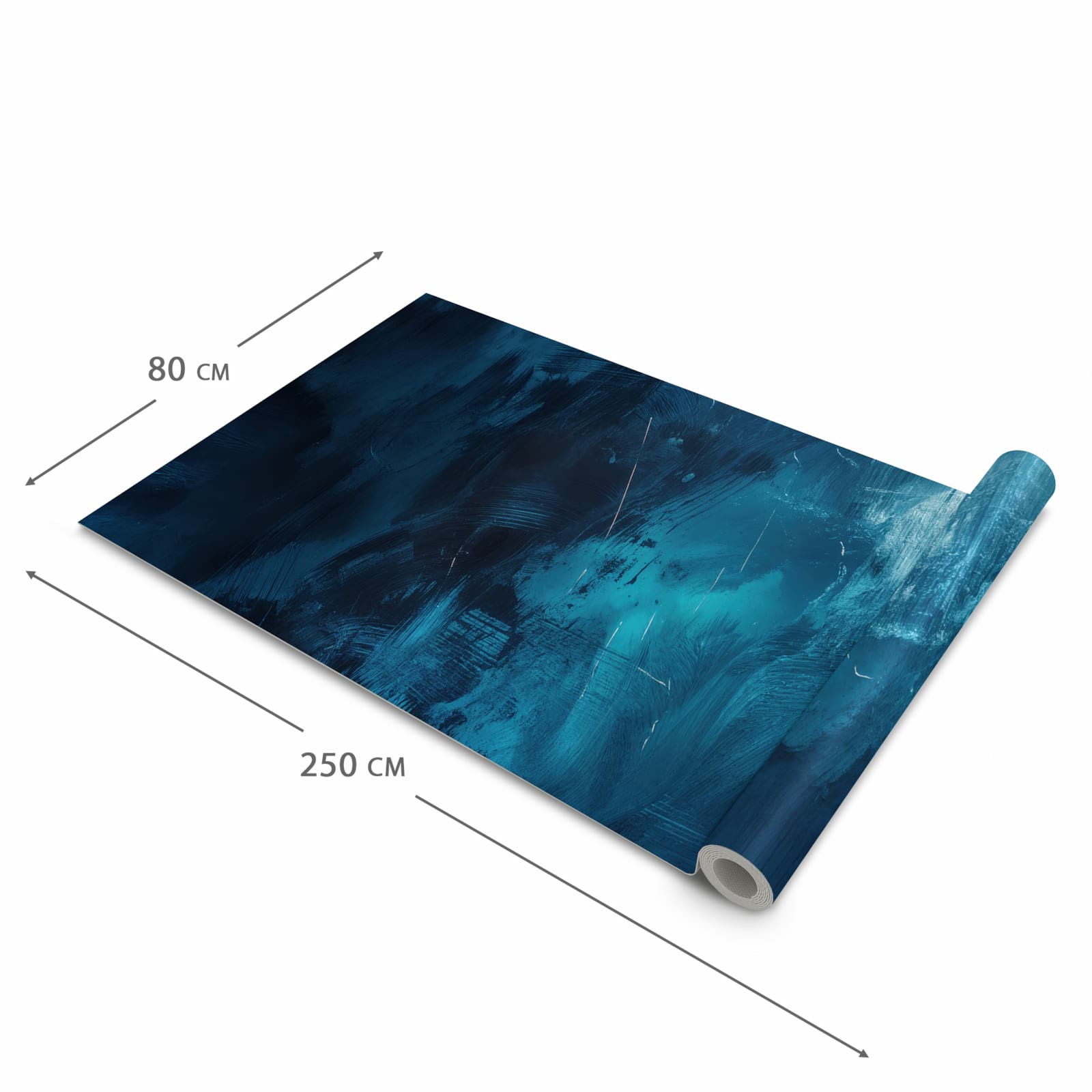 UV-beständiger waschbarer Küchenteppich mit Motiv Abstrakte Blautöne in der Größe 60x300 cm