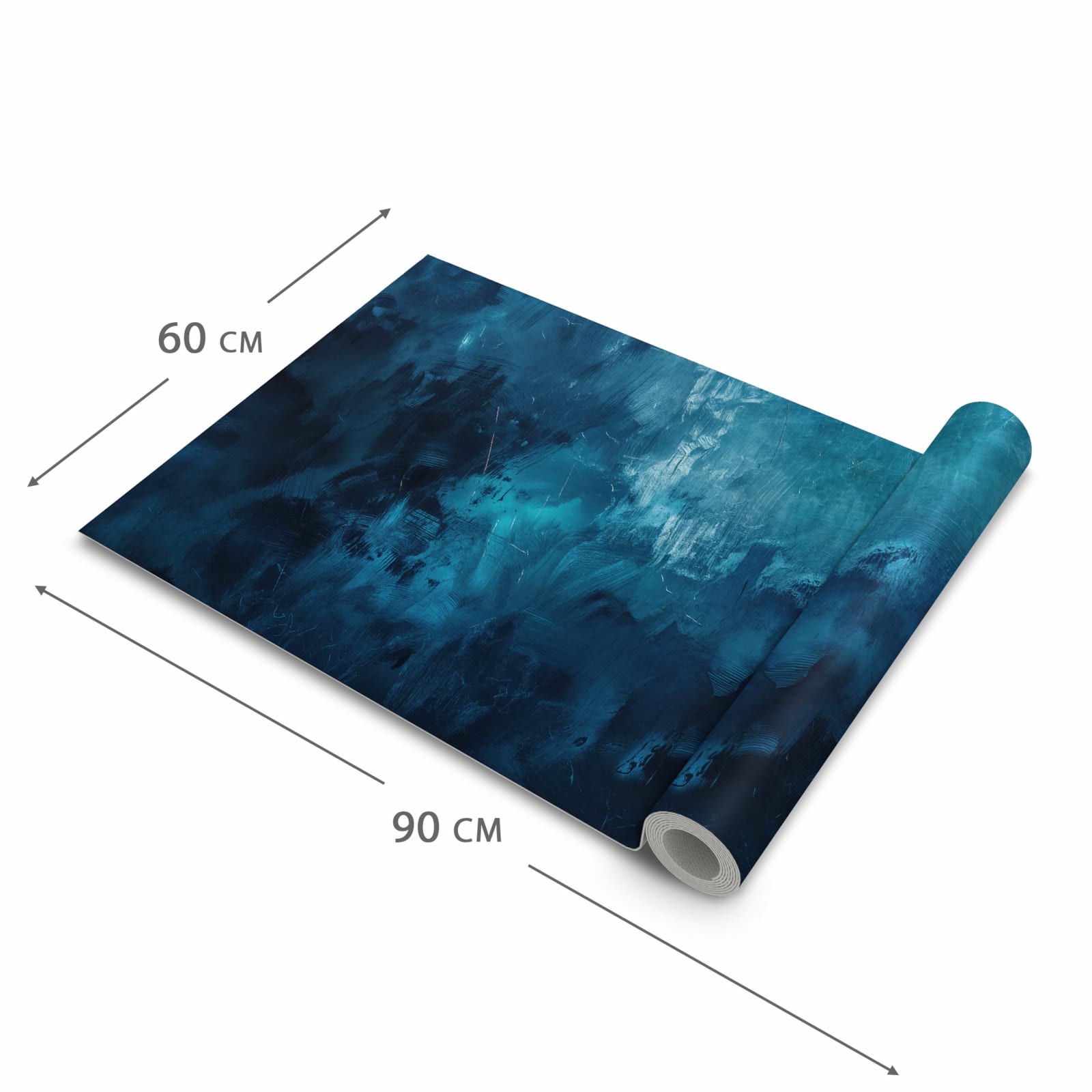 Geräuschdämpfender Küchenteppich mit Motiv Abstrakte Blautöne in der Grösse 60x300 cm