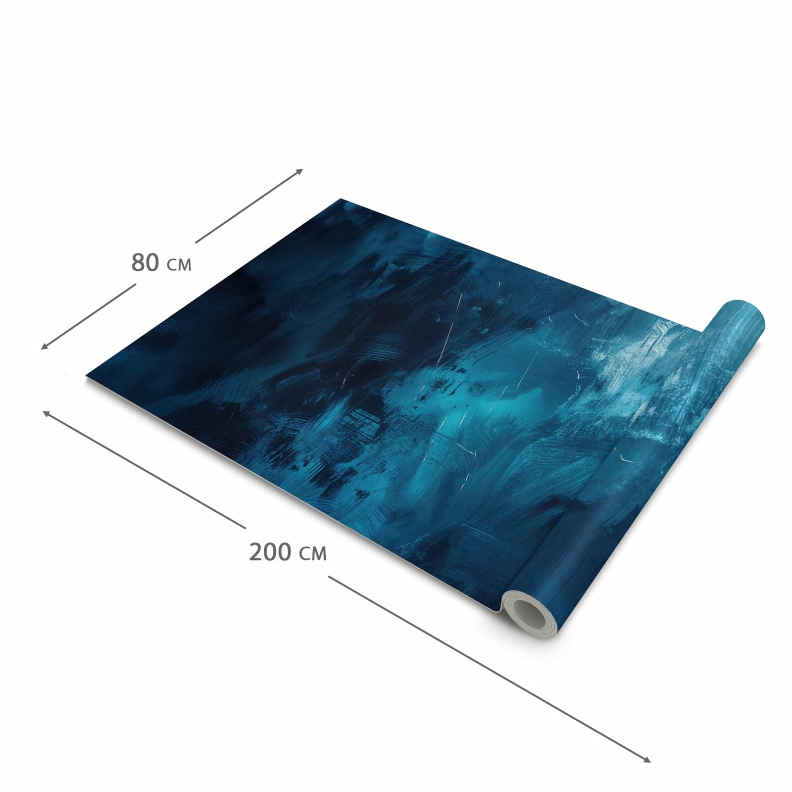 Abriebfester Küchenteppich mit Motiv Abstrakte Blautöne in der Grösse 60x300 cm, waschbar