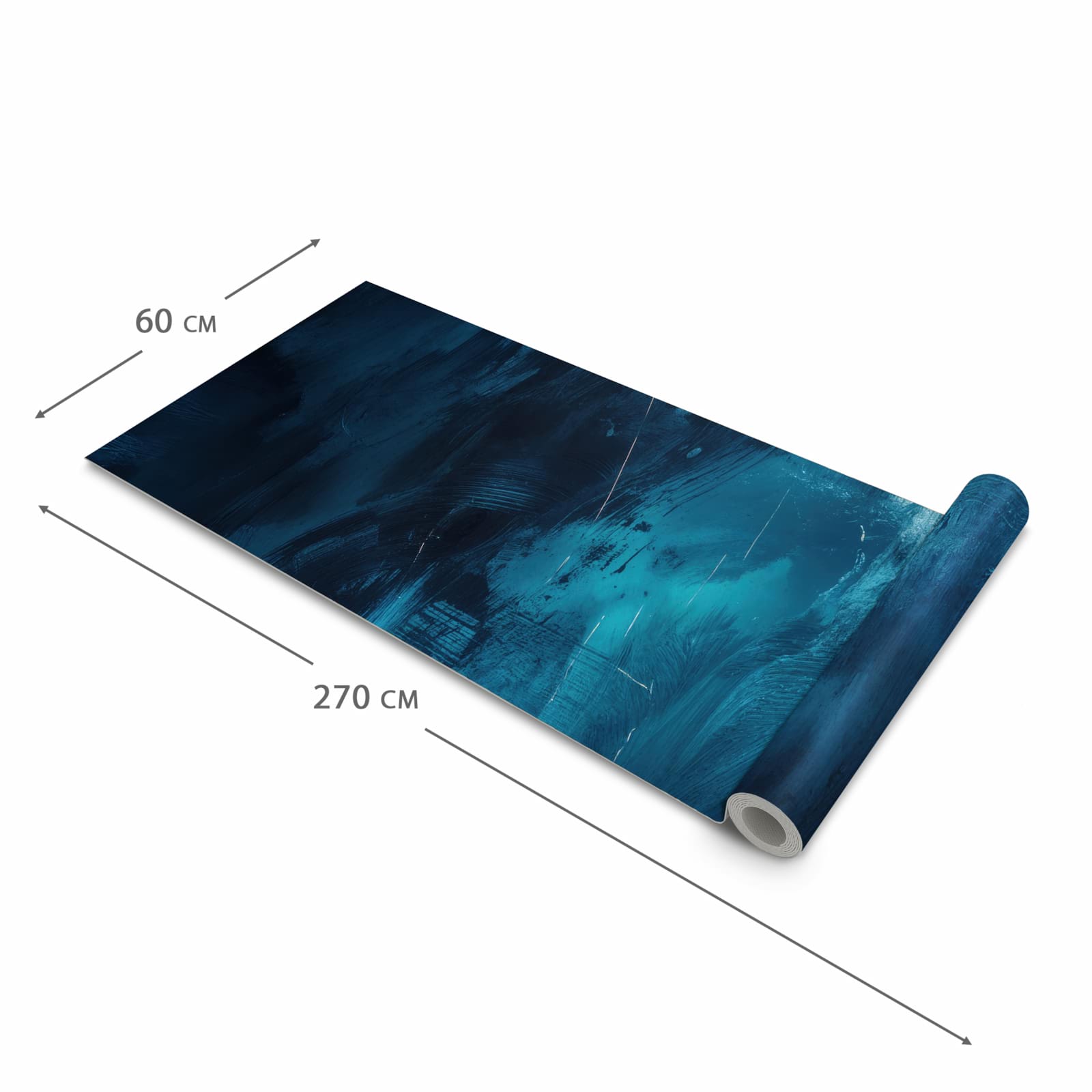 Küchenteppich mit Motiv Abstrakte Blautöne in der Größe 60x300 cm für sicheres Aufbewahren