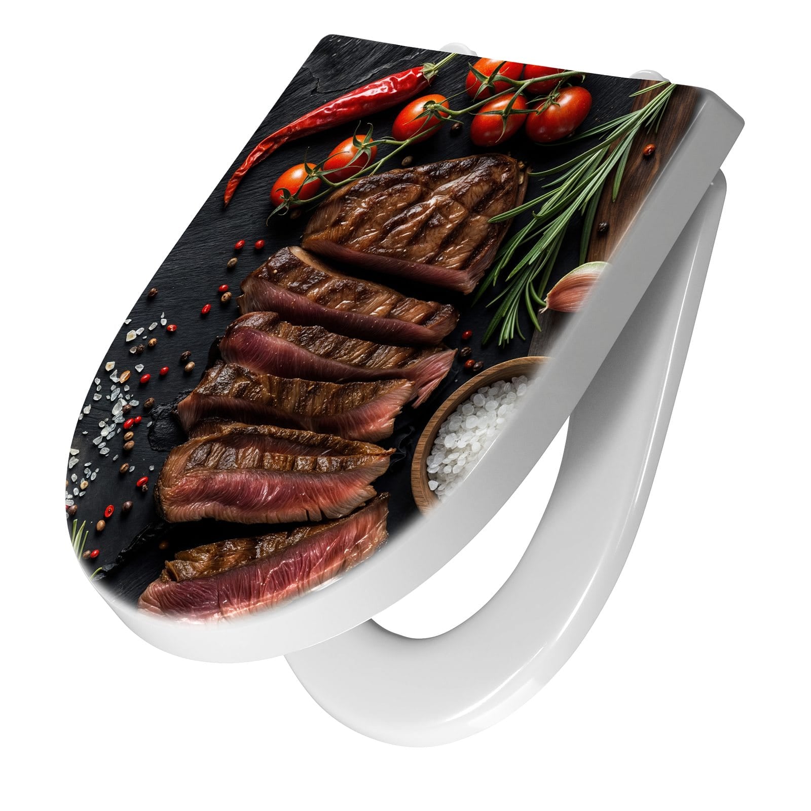 WC-Sitz mit Absenkautomatik Gegrilltes Steak Teller
