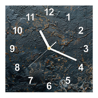 Wanduhr Quadratisch mit dem Motiv Kupfer auf Schwarz