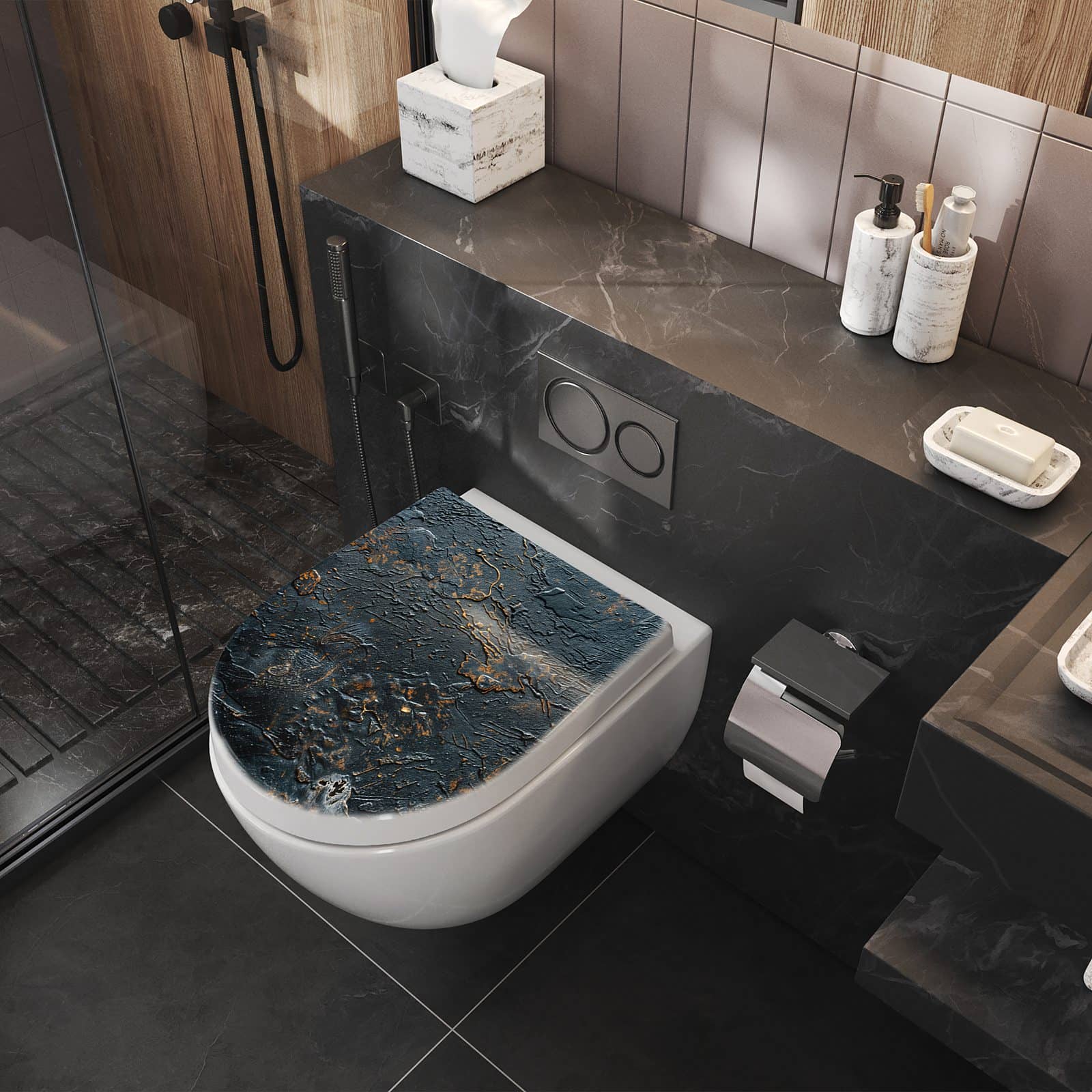 WC-Sitz mit Absenkautomatik Abstrakte Struktur