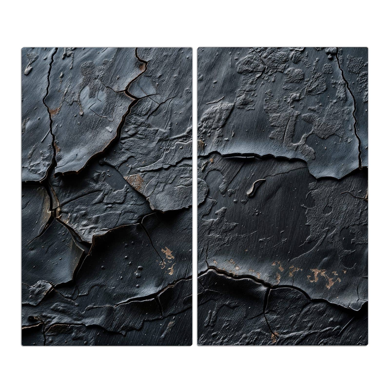 2-teilige Herdabdeckung mit Rissige Oberfläche-Motiv in der Frontansicht #grösse_2-Teilig (60x52cm)