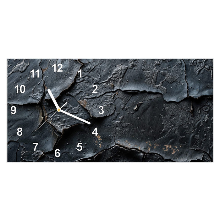 Wanduhr Rissige Struktur aus Glas – Querformat 60 × 30 cm mit Ziffernblatt Modern